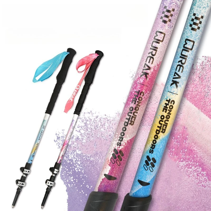 

Folding Hiking Poles Collapsible Walking Sticks Aluminum Alloy Lightweight 3-sections with EVA Foam Grips for Backpacking