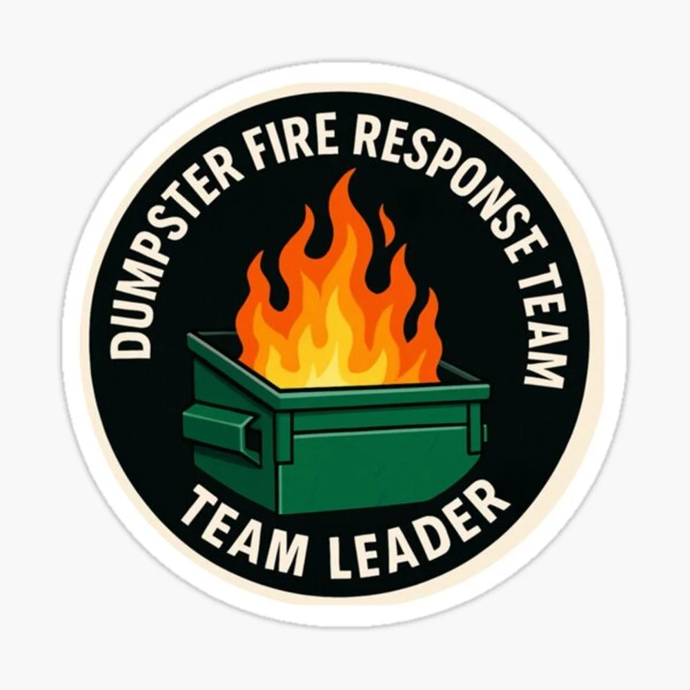 Dumpster Fire Response Team Sticker for Laptop Decor Bedroom Car Cute Cartoon Art Fashionable Public Suitcase