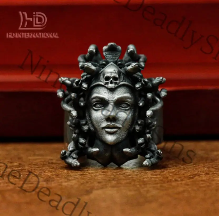 

Medusa 925 Silver Ring - Snake King Banshee - Glamorous Queen Ring Gift Goth Charm