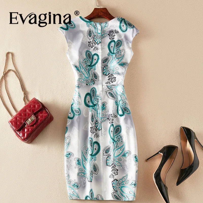 Evagina New Fashion Runway Designer Dress Women's Sleeveless Elegant Print High Street S-XXL High quality Mini Dress