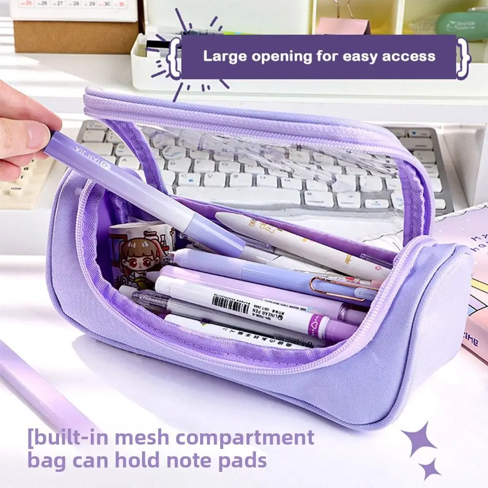 Astuccio semplice di grande capacità Astuccio per penne con apertura grande visibile Astuccio per matite in tela ad alta aspetto Materiale scolastico