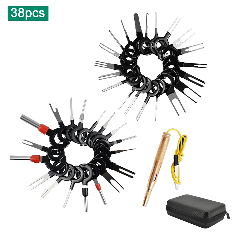 Kfz-Stecker-Terminal-Entfernungswerkzeug, elektrischer Draht, Crimp-Split-Anschlüsse, Pin-Extraktor-Set, Schlüssel für die Autoreparatur, Stifte zum Herausnehmen – Detail 16