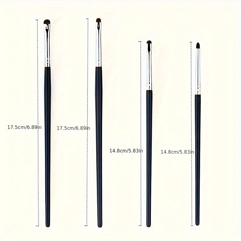 Ensemble de pinceaux de maquillage pour les yeux, avec poils de cheval, pour le contour des yeux, parfaits pour appliquer des fards à paupières, des eye-liners et des sourcils, 4 pièces