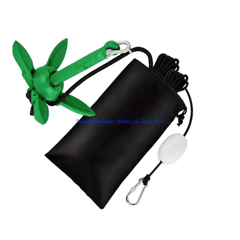 H7BD Strong Powder Coated 1.5Lb Retractable Mooring with Hard Rope 12 Inch Folded Marine Mooring System for Inflatable Vessels