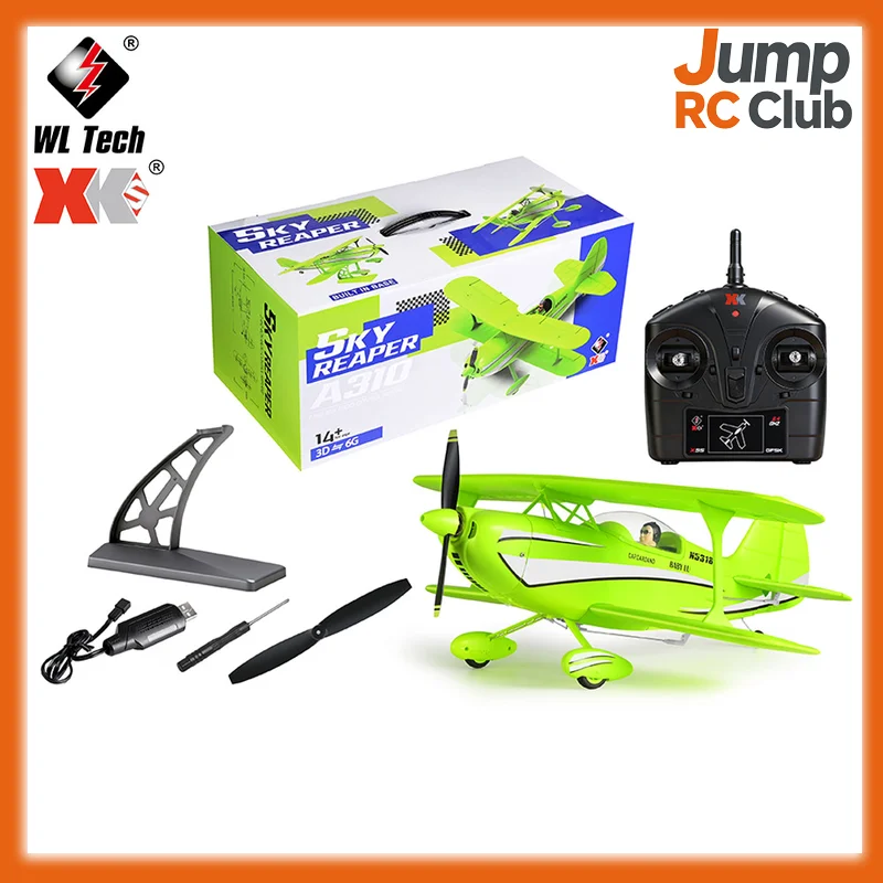 

WLtoys XK A310 RC Airplane 4 Channel Brushless Biplane Fixed Wing EPP Foam Remote Control Toy Outdoor Hobby for Kids Adults