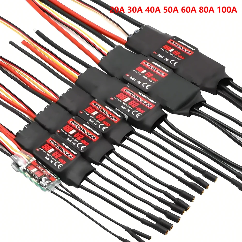 Original Hobbywing SKYWALKER Series 2-6S 20A 30A 40A 50A 60A 80A 100A Brushless ESC Speed Controller With UBEC For RC Quadcopter