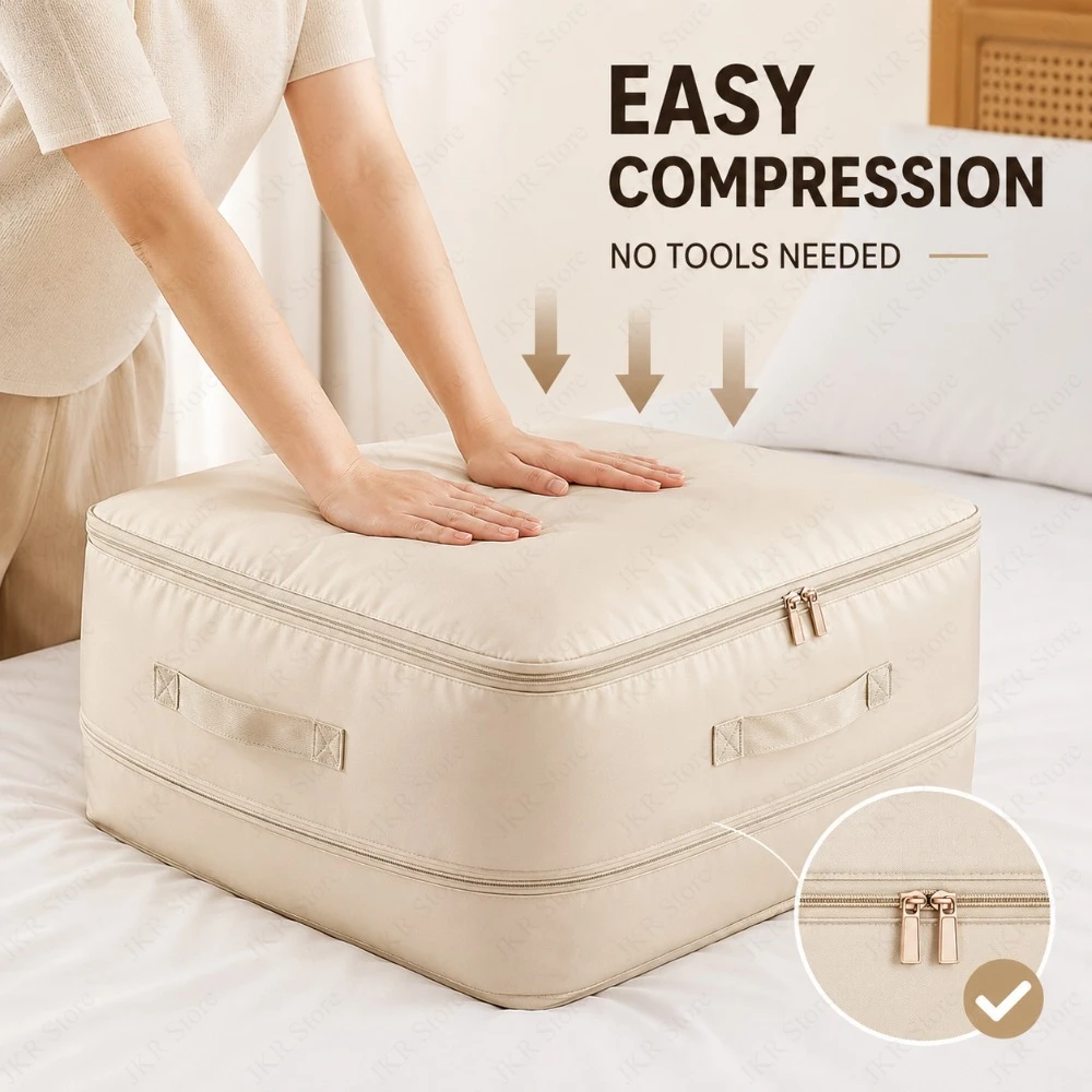 

Clothes and Blanket Foldable Storage Bag Heavy-Duty Self-Compressing Organizer for Wardrobe Closet Home Organization Use