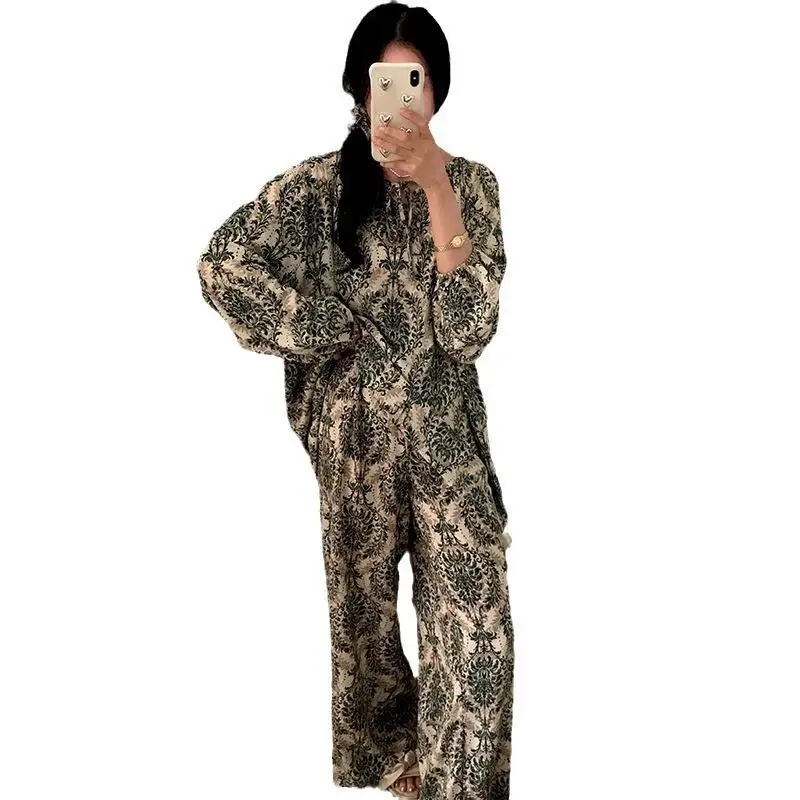 

plus Size Women's Cotton Silk Sleepwear Spring Summer Autumn Home Wear Outerwear Air Conditioned Ladies Set Yang Jing Brand