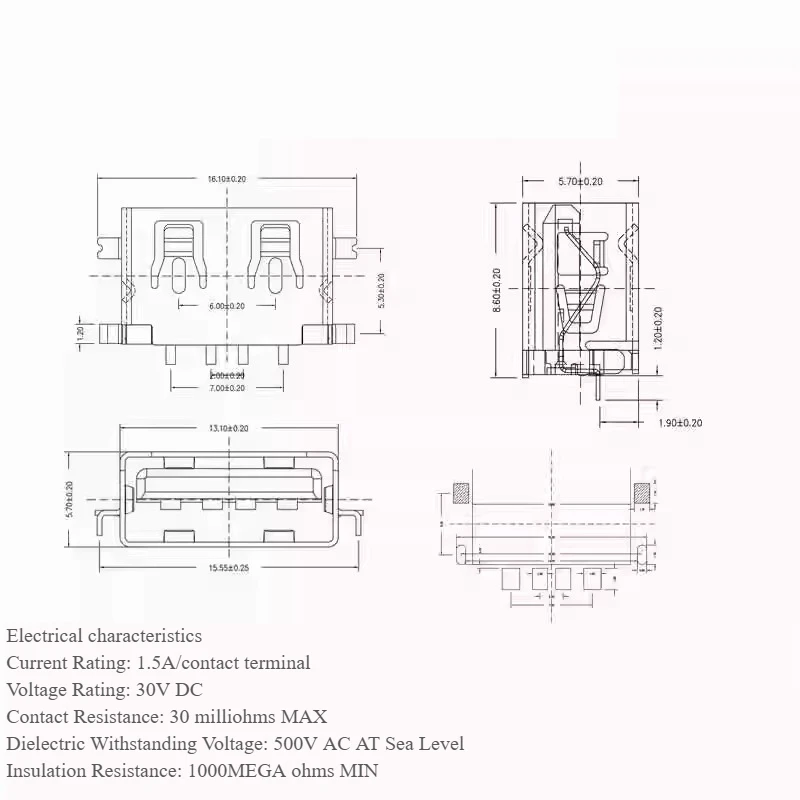 USB2.0-A hembra 8.6 Placa de fregadero 1.9, enchufe delantero trasero, banco de energía USB de 8,5 L, naranja/verde/negro
