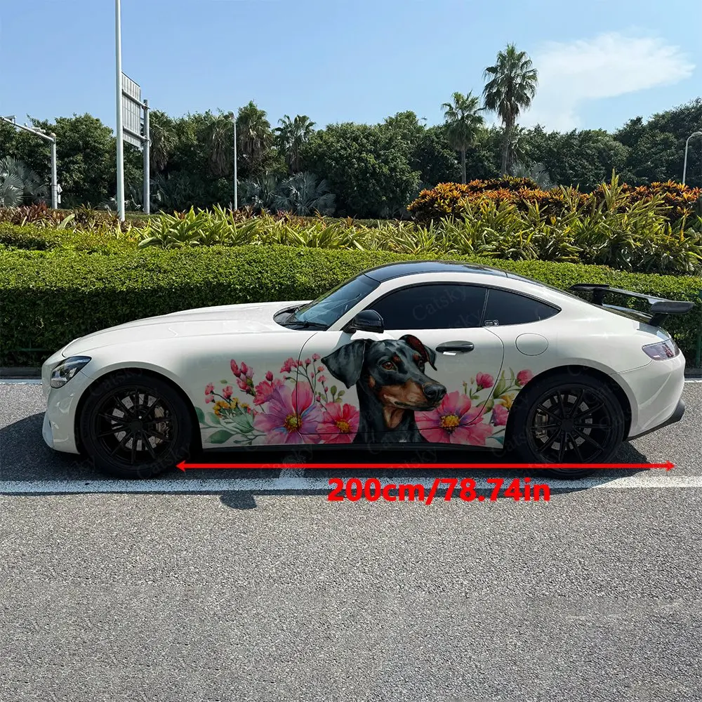 2pcs Doberman Decal, Durable, Fade-Resistant, Enhance Your Vehicles Aesthetic With Bold Art Design Car Vinyl Wrap