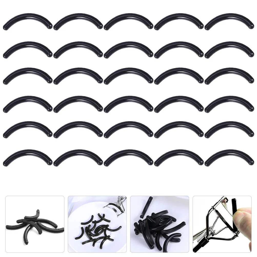 

200 Pcs Refill Pads Black Silicone Eyelash Curler Strip Gel Cushions Makeup Eyelash Curler Pads Replacement