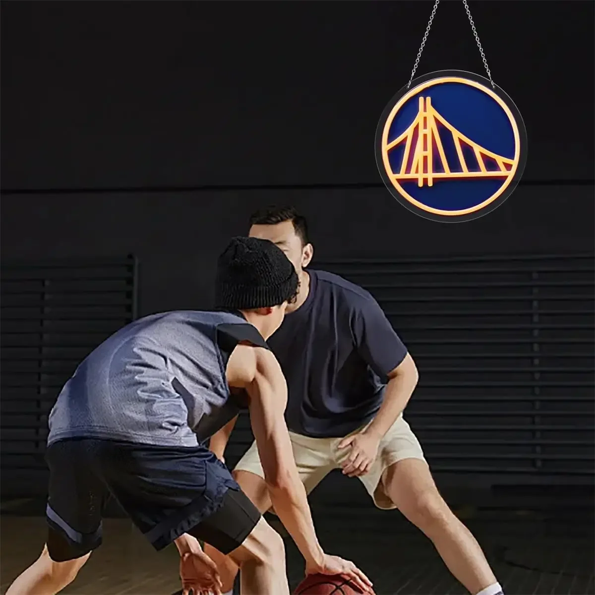 Golden Warriors Bridge Neon Sign Dimmable Basketball Team Logo Neon Light for Man Cave Bar Game Room Wall Decor Sports Fan Gift