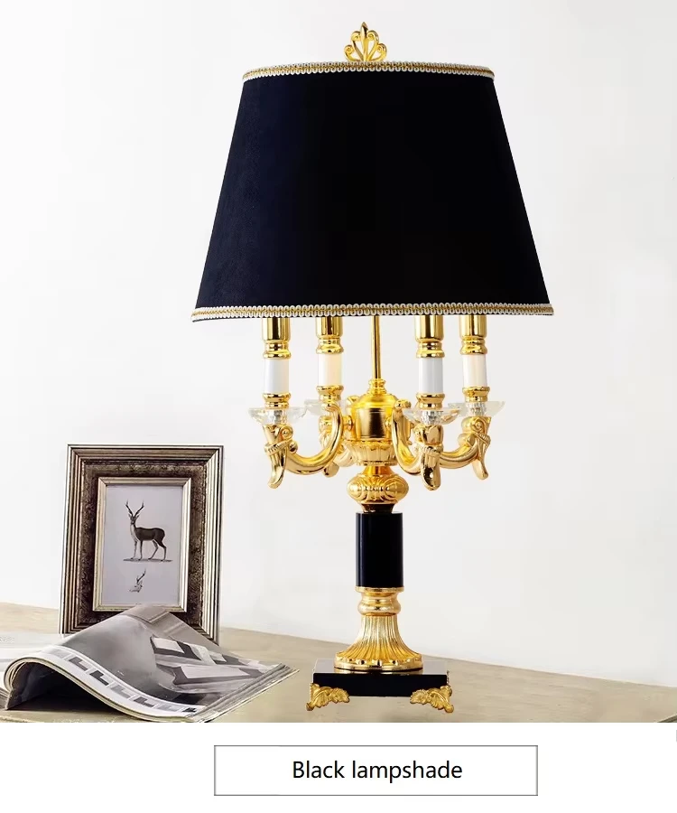 European Floor Lamp Luxury Lamp High-End Retro Villa Living Room Bedroom Decoration Black Crystal Upright Desk Lamp Bedside Lamp