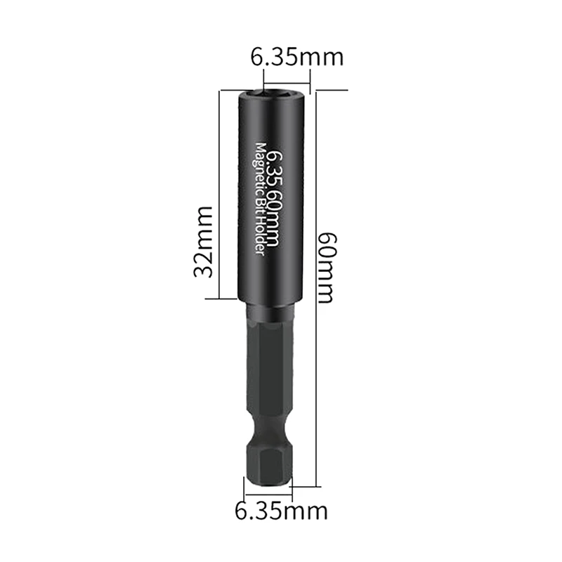 1 buah ekstensi obeng magnetik 60MM, dudukan batang bor 1/4In Hex Shank adaptor mata bor ujung obeng alat tangan