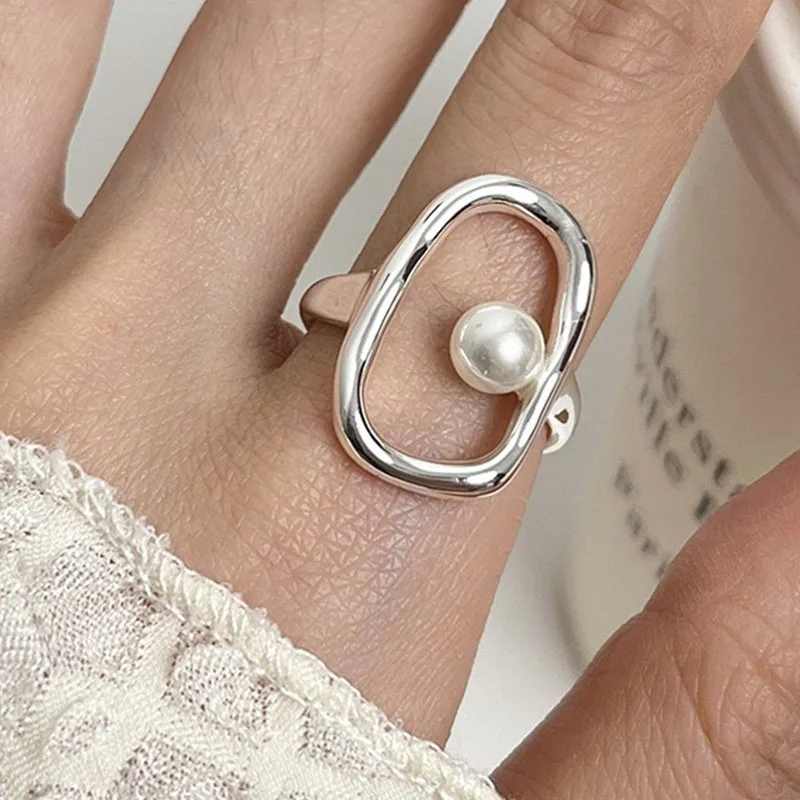 Women's 925 Sterling Silver Minimalist Pearl & CZ Ring, Handmade