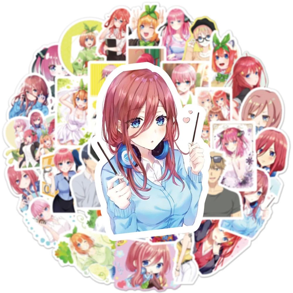 10/30/50pcs The Quintessential Quintuplets Stickers Nakano Miku Itsuki Anime Sticker Kawaii Nakano Nino Yotsuba Cartoon Decals