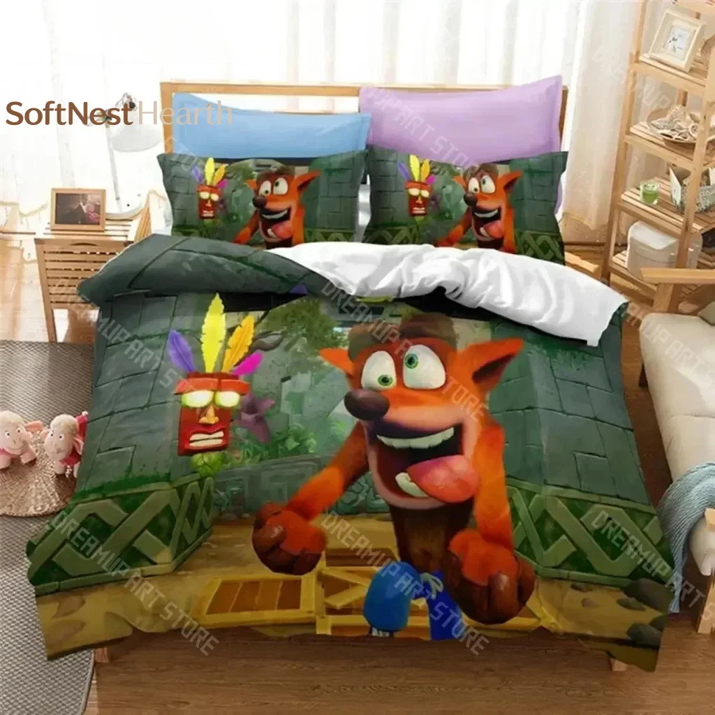 2026 3D Print Crash Bandicoot Bedding Set Boys Girls Twin Queen Size Duvet Cover Pillowcase Bed Kids Adult Fashion Home Textilee