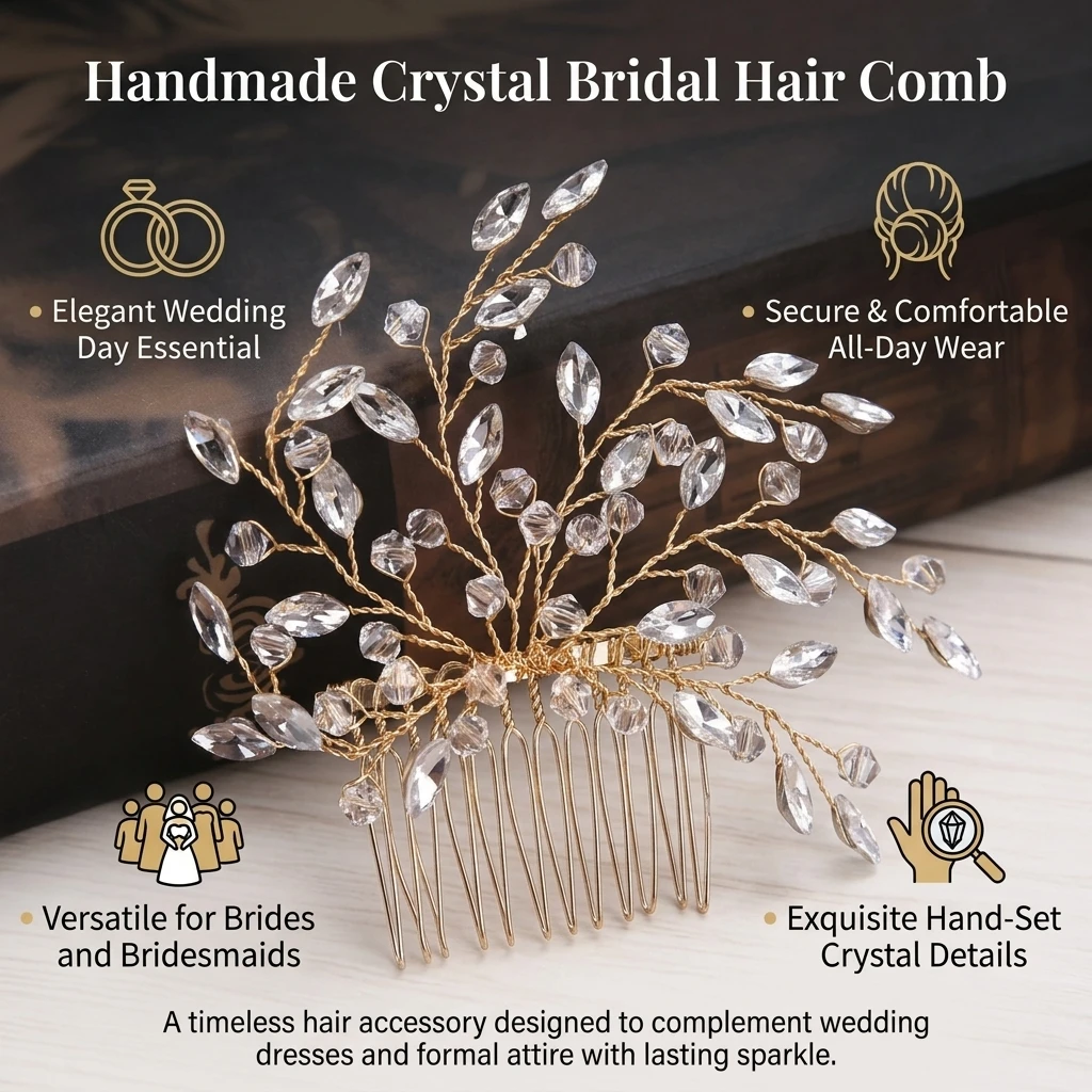 

Sparkly Crystal Bridal Hair Comb Gold/Silver Color Alloy Hairpins Simple Headdress for Bride Wedding Bridesmaids Hair Jewelry