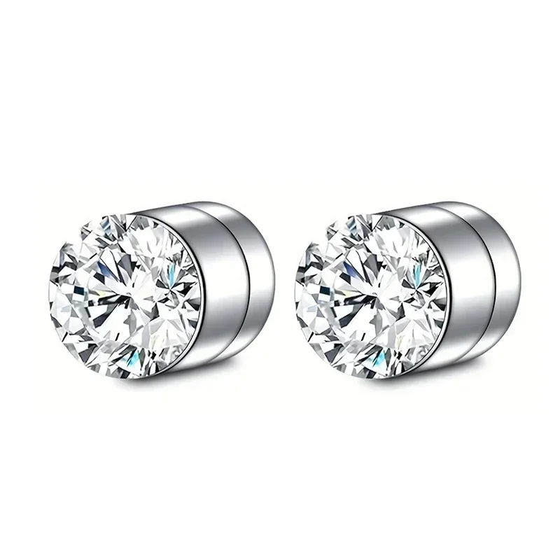 1 Paar Kristall-starke magnetische Ohrstecker-Clip-Ohrringe für Männer und Frauen, Punk, runde Zirkon-Magnet-Ohrringe, nicht durchdringender Schmuck