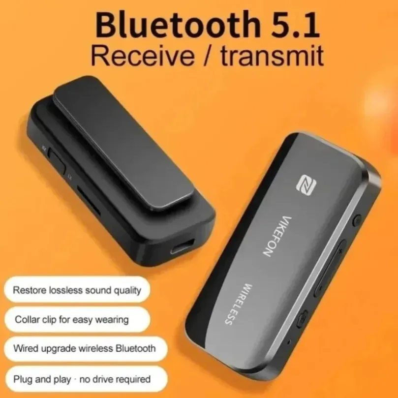 Bluetooth 5.1 Audio Transmitter Receiver Wireless AUX Adapter With TF Card Slot NFC Pairing For Car TV PC Speaker Headphone