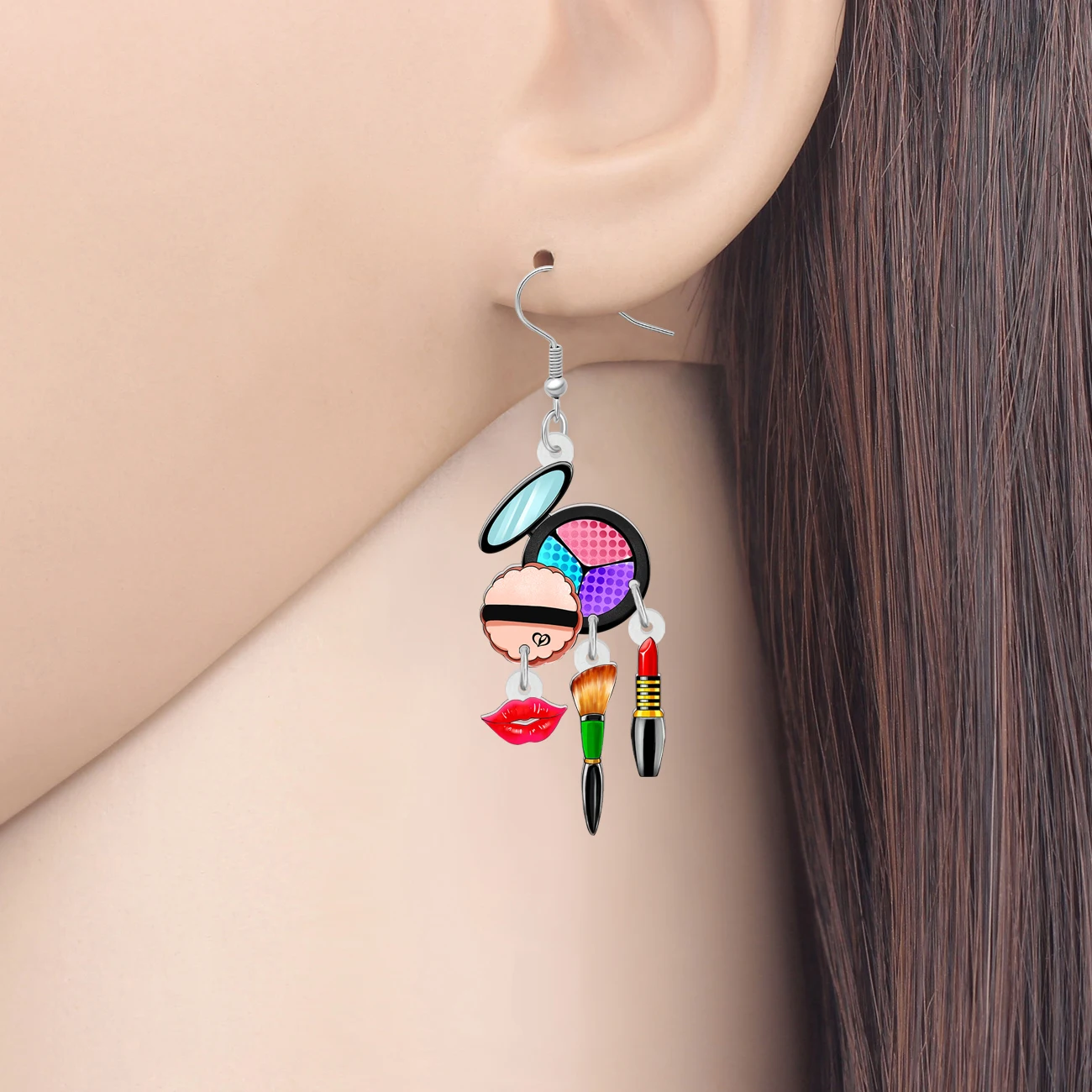 BONSNY Acrylic Novelty Funny Cosmetics Sets Drop Dangle Earrings Jewelry For Women Girls Charms Gifts