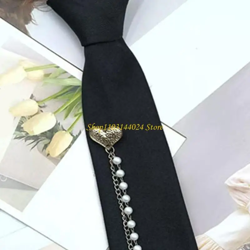 N5KE HEART BEADS Chain Necktie Campus Uniform TILE TIE PRIEN