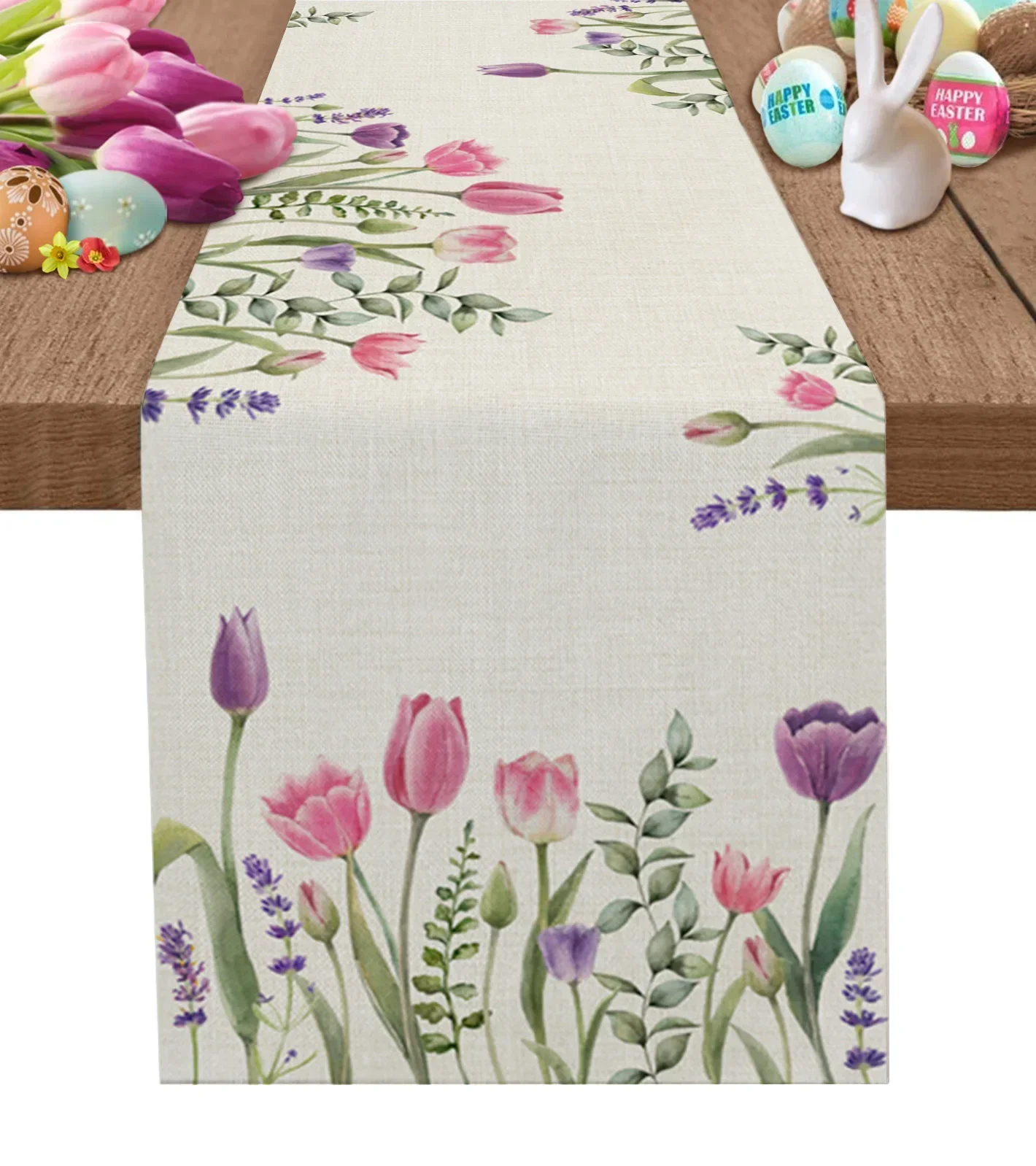 Spring Flower Butterfly Table Runner luxury Kitchen Dinner Table Cover Wedding Party Decor Cotton Linen Tablecloth