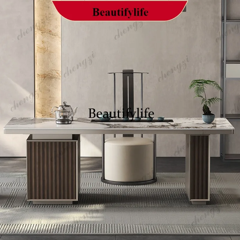 E153 Light luxury rock slab tea table and chair combination modern simple multi-functional balcony office integrated