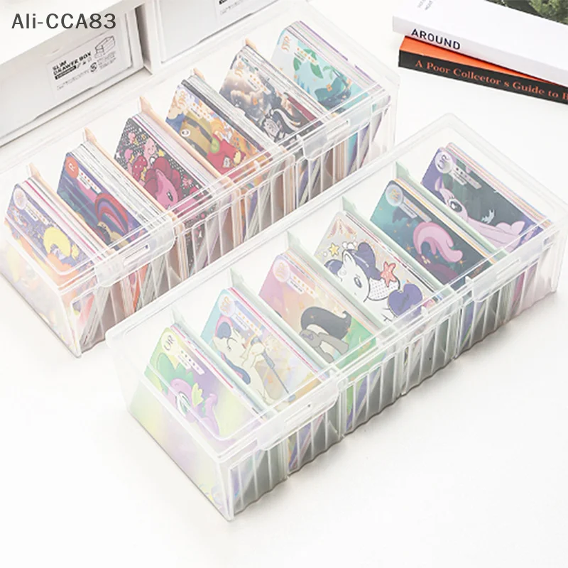 جديد صندوق تخزين من البلاستيك الشفاف Photocards صندوق تخزين البطاقات الصغيرة مكتب منظم صندوق تصنيف صندوق القرطاسية #4