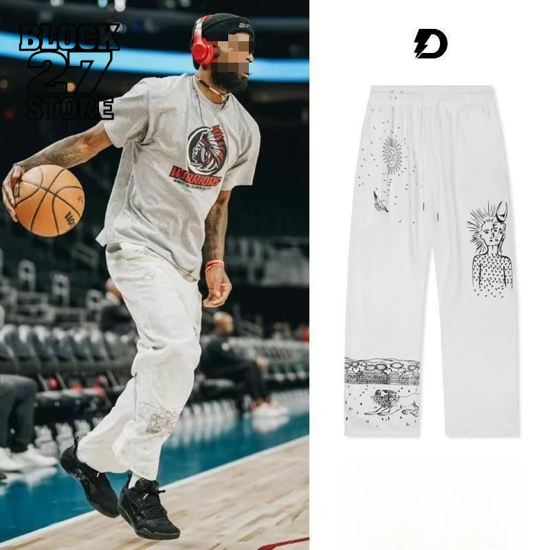 

Мужские спортивные штаны Harajuku, новые американские уличные потертые прямые брюки для бега, повседневные спортивные брюки, свободные спортивные брюки, модные