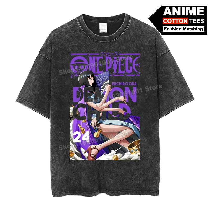 

Anime ONE PIECE - Nico Robin Cover Print T Shirt y2k Harajuku Street Men Women Casual Short Sleeve Cotton Retro Styl Loose Tees