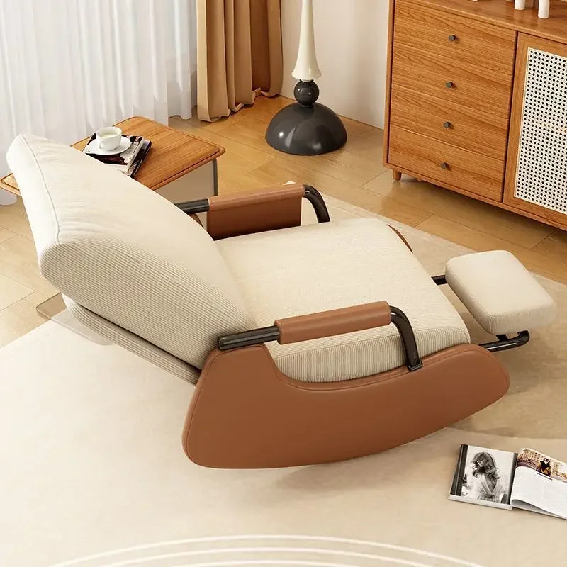 Folding Reclining Chair for Adults Lazy Sofa Office Nap Chair Balcony Household Rocking Chair Comfortable Lunch Break Seat