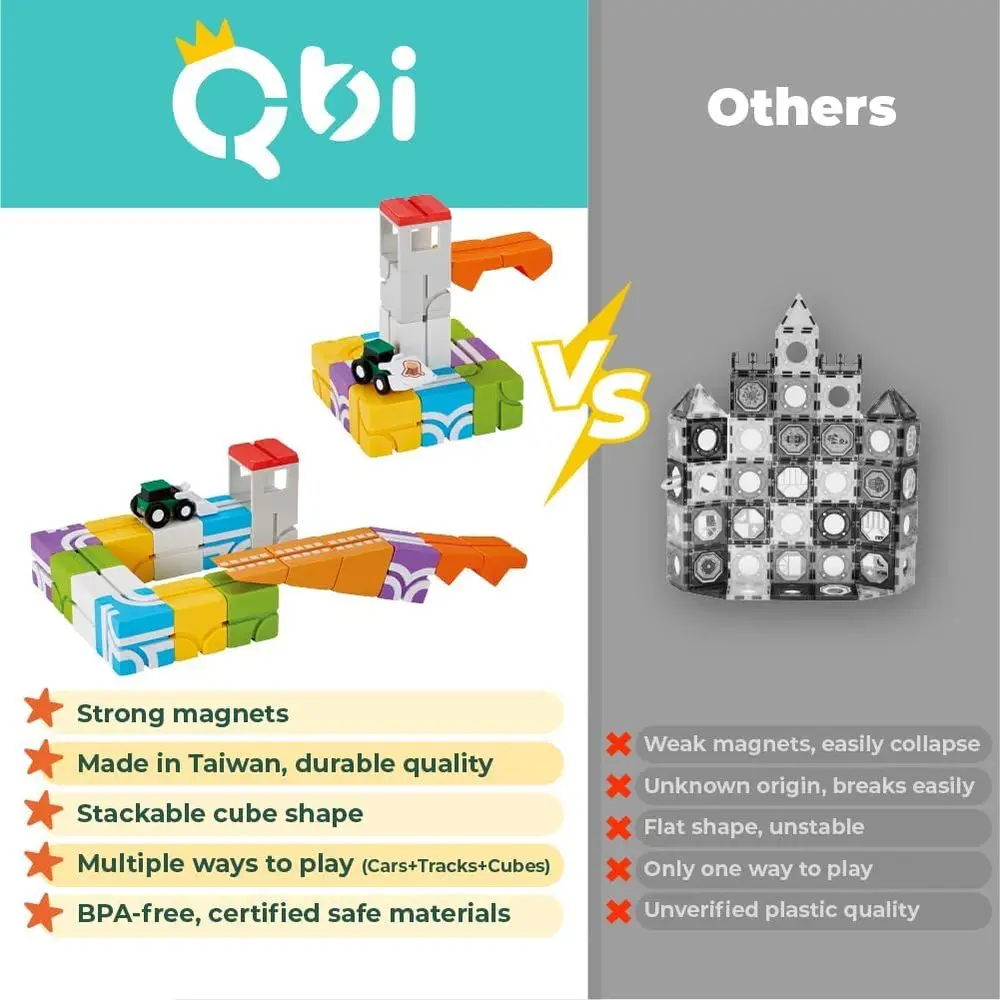 유아용 STEM 자석 블록 3세 이상 - 불도저와 타일이 포함된 3D 컬러풀 블록, 21피스 감각 학습 장난감