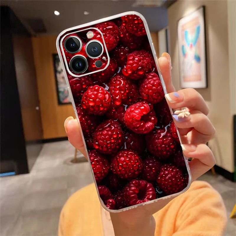 Phone Case For iphone 17ProMax 17 Pro Air 16 15 14 13 Pro Max 16 15 14 13 Pro 15Plus Berry Lemon Peach Fruit
