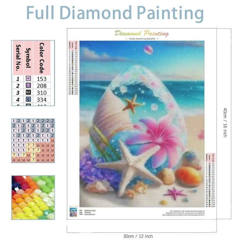 GATYZTORY 5D Diamond Painting Fantasy Shell Seaside Scenery Full Diamond Embroidery Mosaic Cross Stitch Kits Bedroom Home Decor