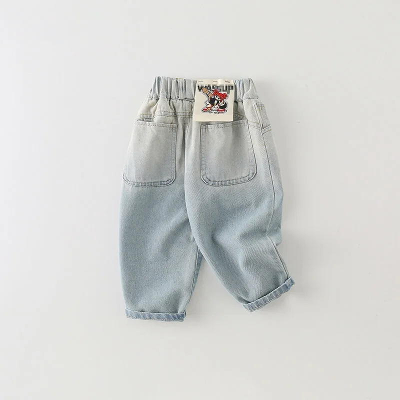 Baby Boys Jeans New Fashion Casual Gradient Color Straight Pants Spring Summer Children's Denim Pants For 2-7 Years