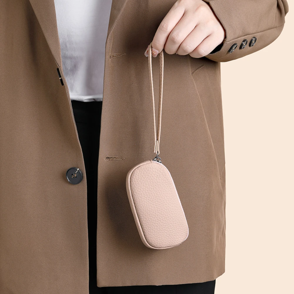 محفظة نسائية للعملات المعدنية بسحاب مزدوج وحامل مفاتيح منظم محفظة جلدية من جلد البولي يوريثان حقيبة تخزين بحلقة مفاتيح لإكسسوارات حقيبة اليد النسائية #5