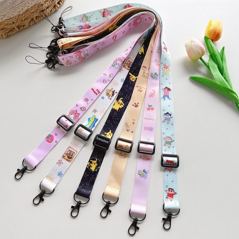 Cute Cartoon Lanyards Neck Phone Strap For ID Pass Card Badge ID Badge Phone Neck Phone Straps with Keyring For Smart Cellphone