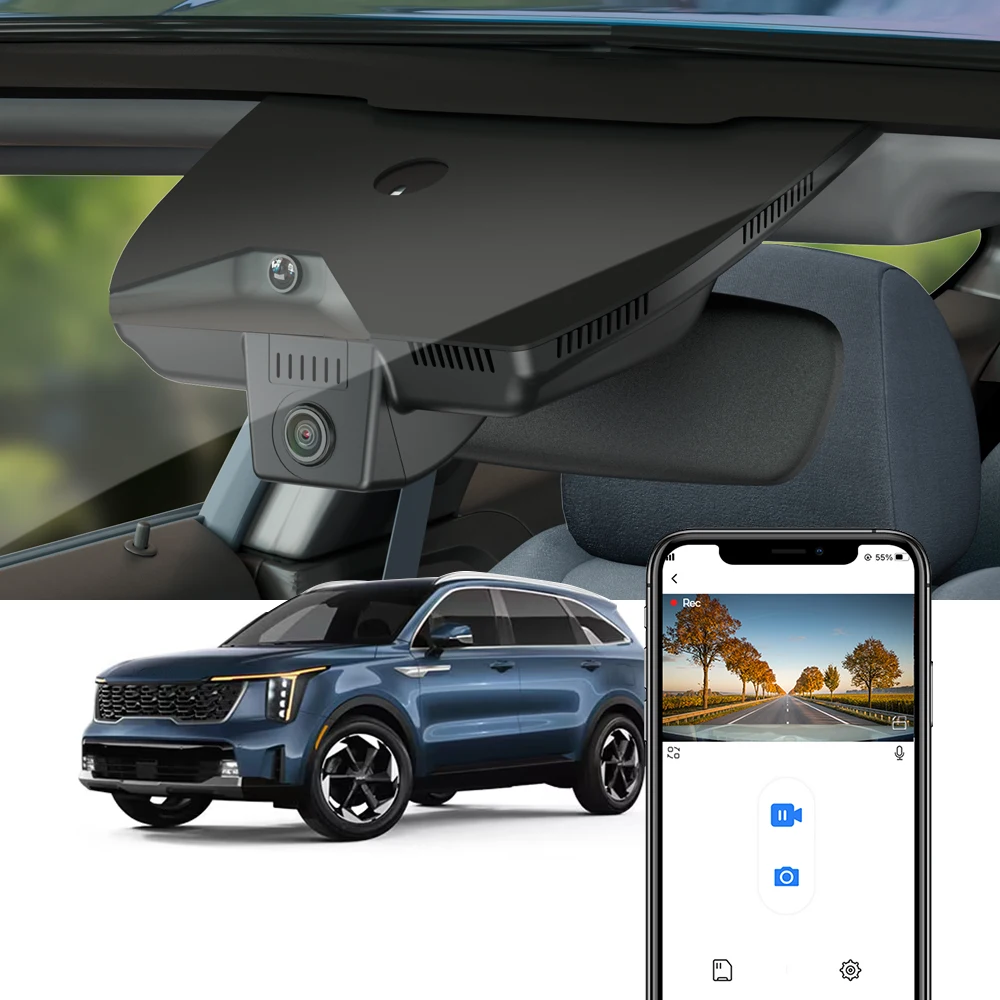 Fitcamx 4K Dash Cam for Kia Sorento 2024-2026,WDR Night Vision Video Recorder, Built-in WiFi, Wide Angle, Easy Installation