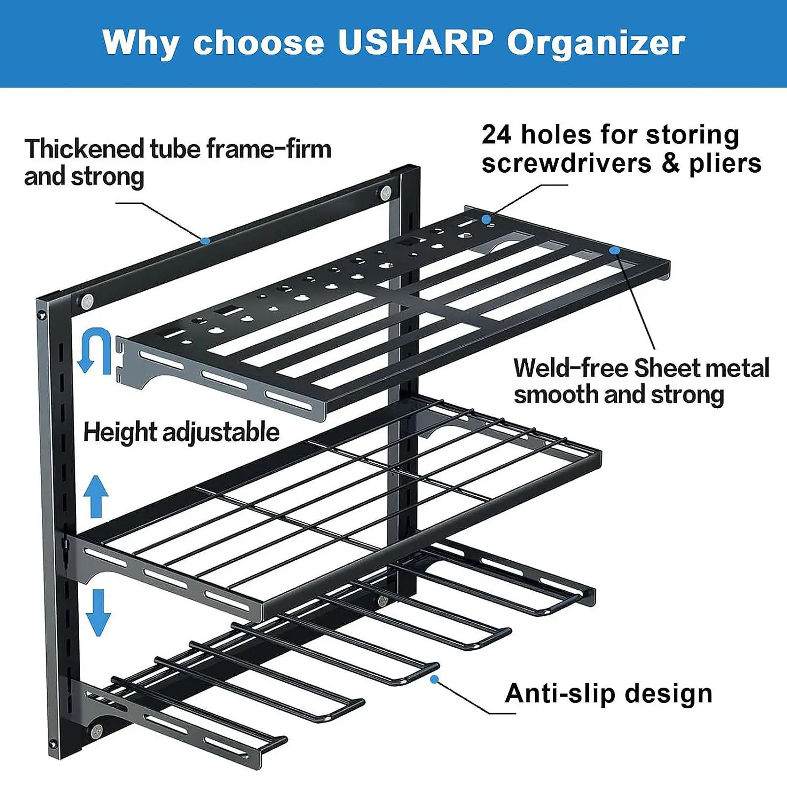 3 Layer/ 2 Layer Wall Mounted Sorting Rack Household Electric Tool Storage Rack For Power Tool Easy Access Display Tool Rack