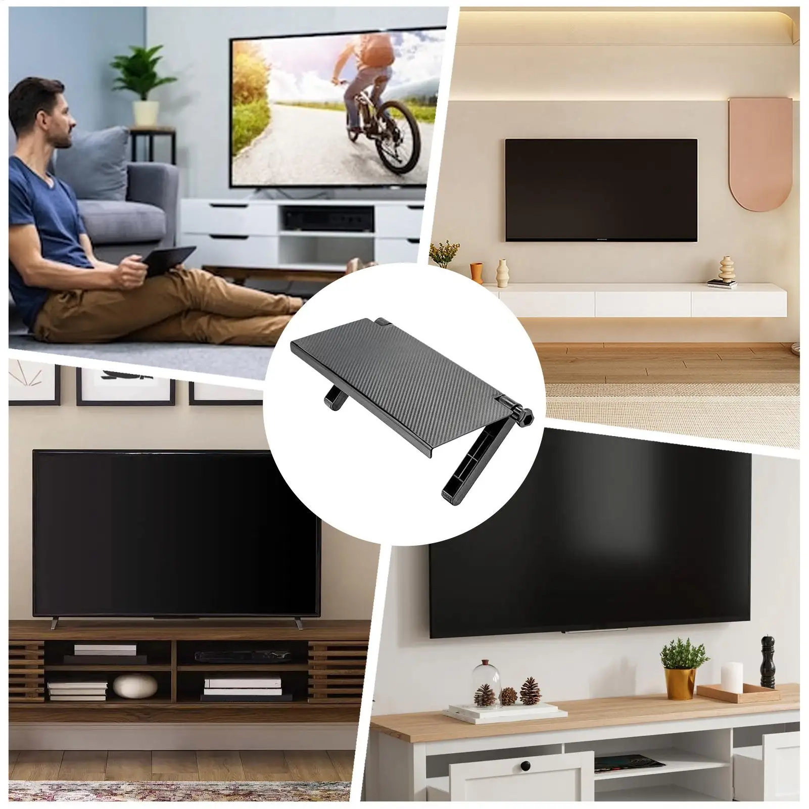 TV Shelf Adjustable Cable Box Shelf for Wall Mounted TV No Drill Stand Bracket for DVD Player Game Console Routers Speakers