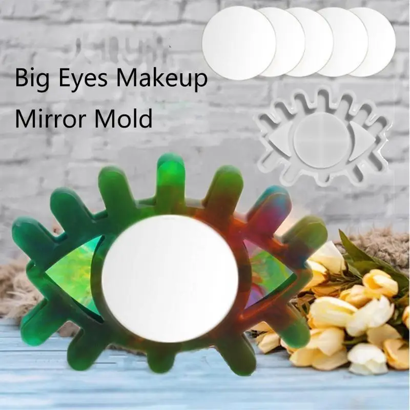 

31BF Зеркало для макияжа с большими глазами, форма из смолы, форма из силиконовой смолы, форма для зеркала для макияжа