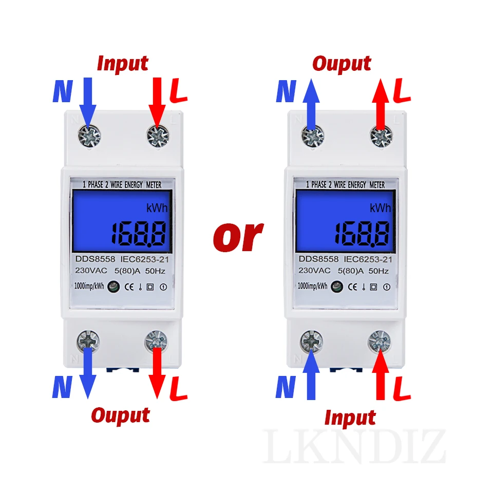 5(80)A 110V/220/230V 50/60Hz Din Rail contatore elettronico di energia kWh Meter Display LCD contatore digitale di elettricità monofase kWh