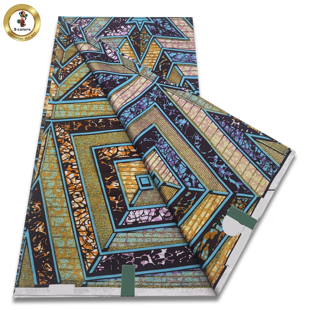 

Fashion African Grand Wax Glitter Glam Fabric Real Wax Gold Print Material 6 Yards Cotton Wax Fabric for Sewing Party Dresses