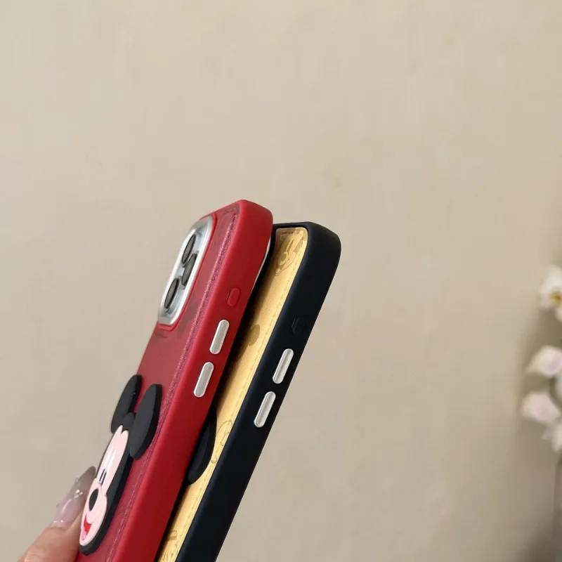 ديزني ميكي جراب هاتف آيفون 16 15 14 13 برو ماكس أنيمي غطاء جلد مقاوم للصدمات آيفون 16pro 15pro 14pro 13pro شل