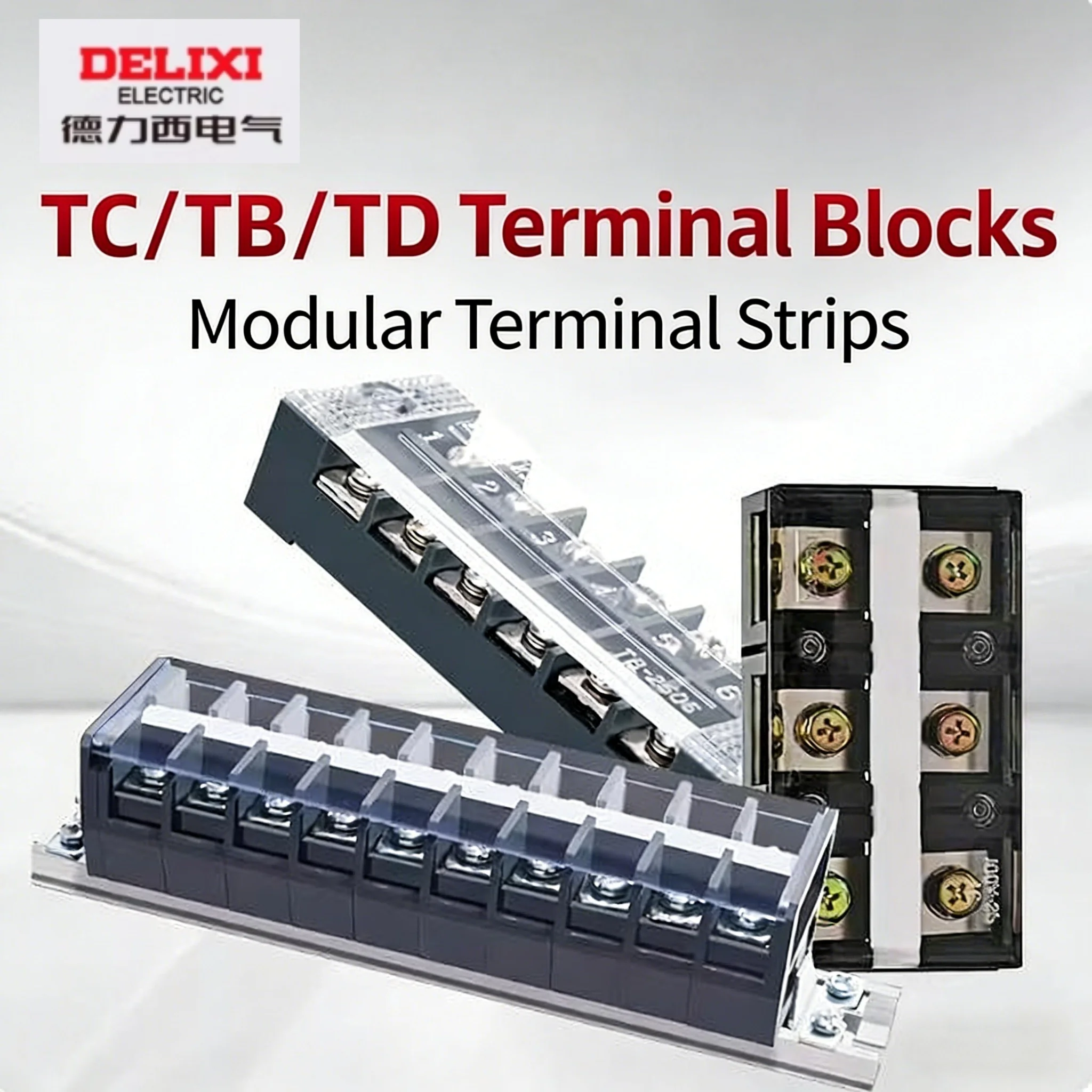 Delixi Terminal Block 10 Position TB TC TD Rail Mount Large Current Electrical Connector for Distribution Box Wiring