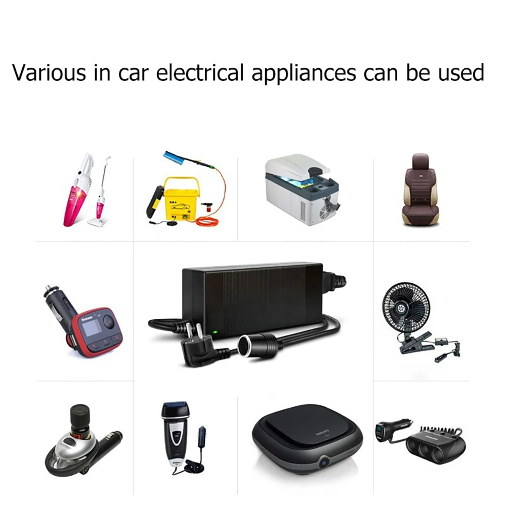 Car Power Adapter Converter AC Adapter DC Cigarette Lighter Socket Power 100V/110V-220V/230V to 12V 10A Supply Ligh for Home
