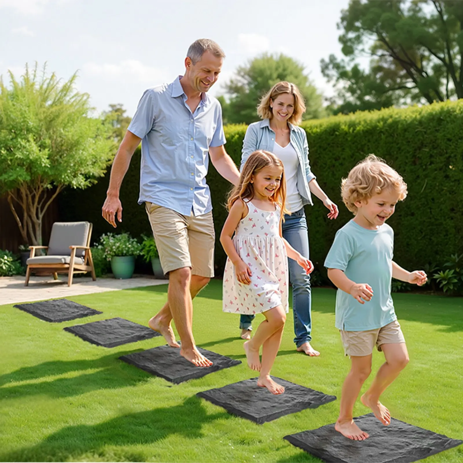 

Садовые декоративные камни для дорожек, 4 шт., 15,5 x 15,5 дюймов, с крепежными стержнями, из погодостойкого пластика