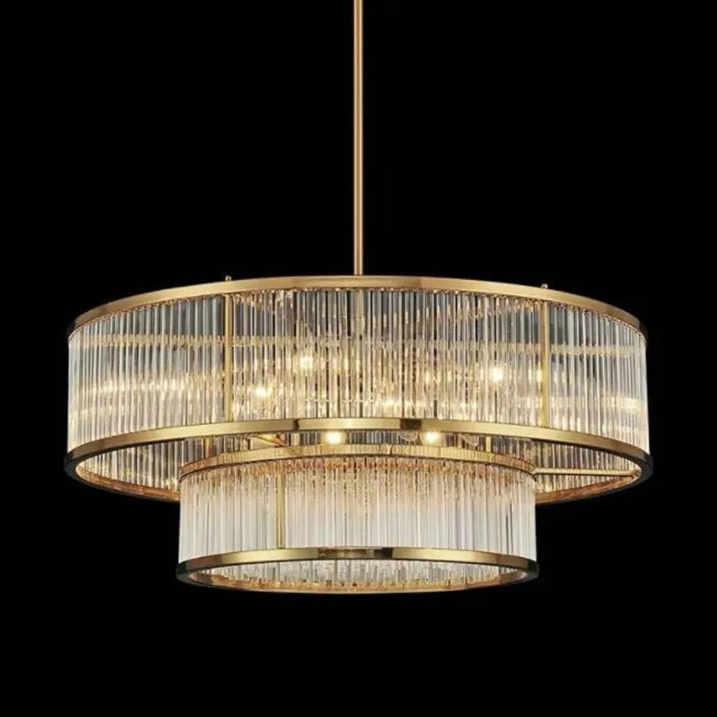 

E14 LED Retro American Copper Golden Round Linear Pendant Lights.Pendant Light Suspension Luminaire Lampen For Dinning Room