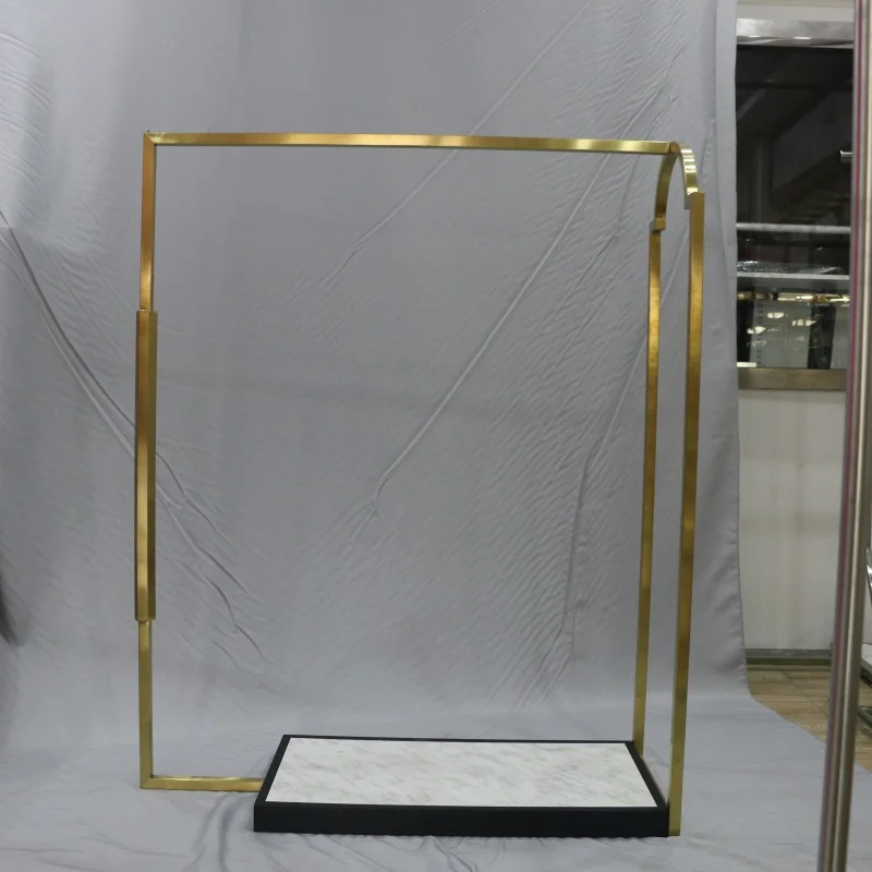 Custom Gold Metal Vestuário Rack, Vestuário Display Stand, Pendurado Trilho, Boutique